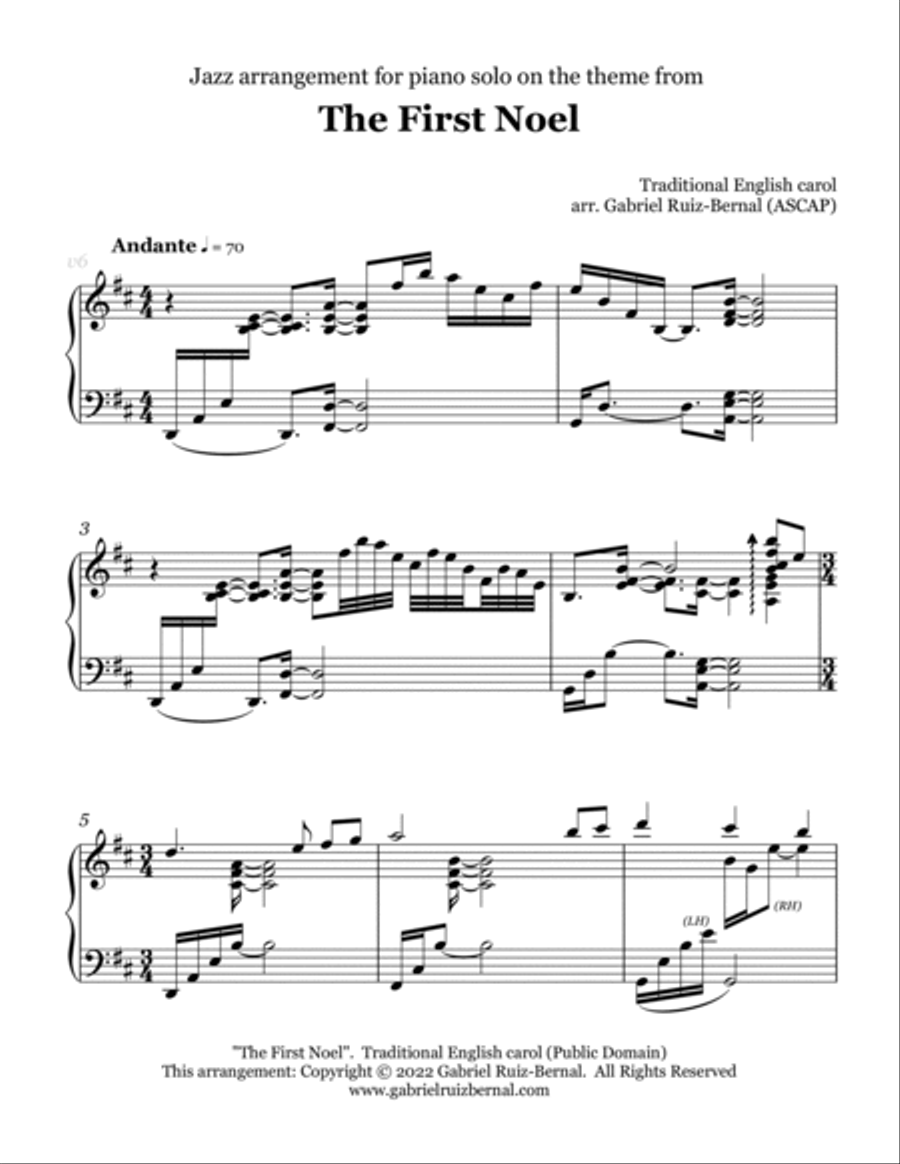 THE FIRST NOEL (jazz piano arrangement) Piano Solo scores gallery preview page 2