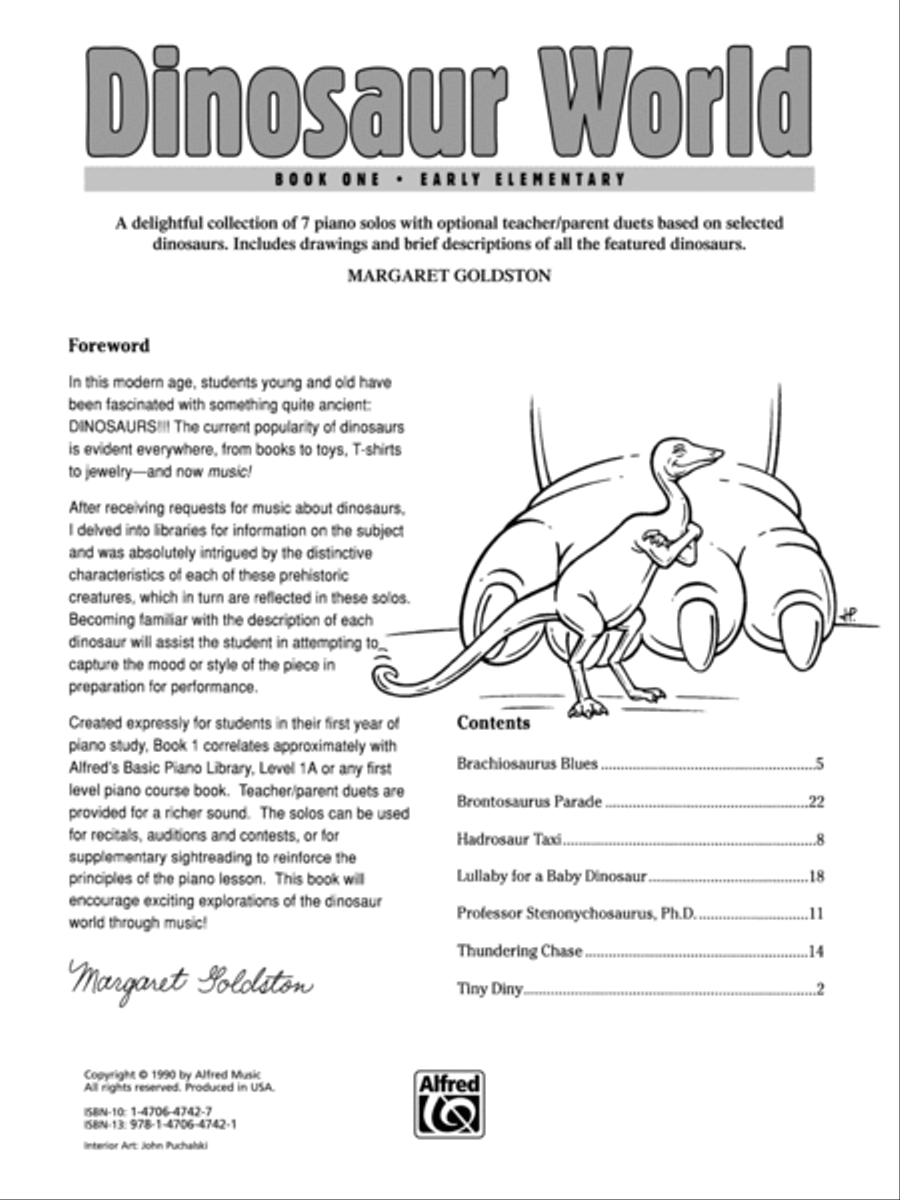 Dinosaur World, Book 1 Dinosaur World, Book 1 Easy Piano scores gallery preview page 2