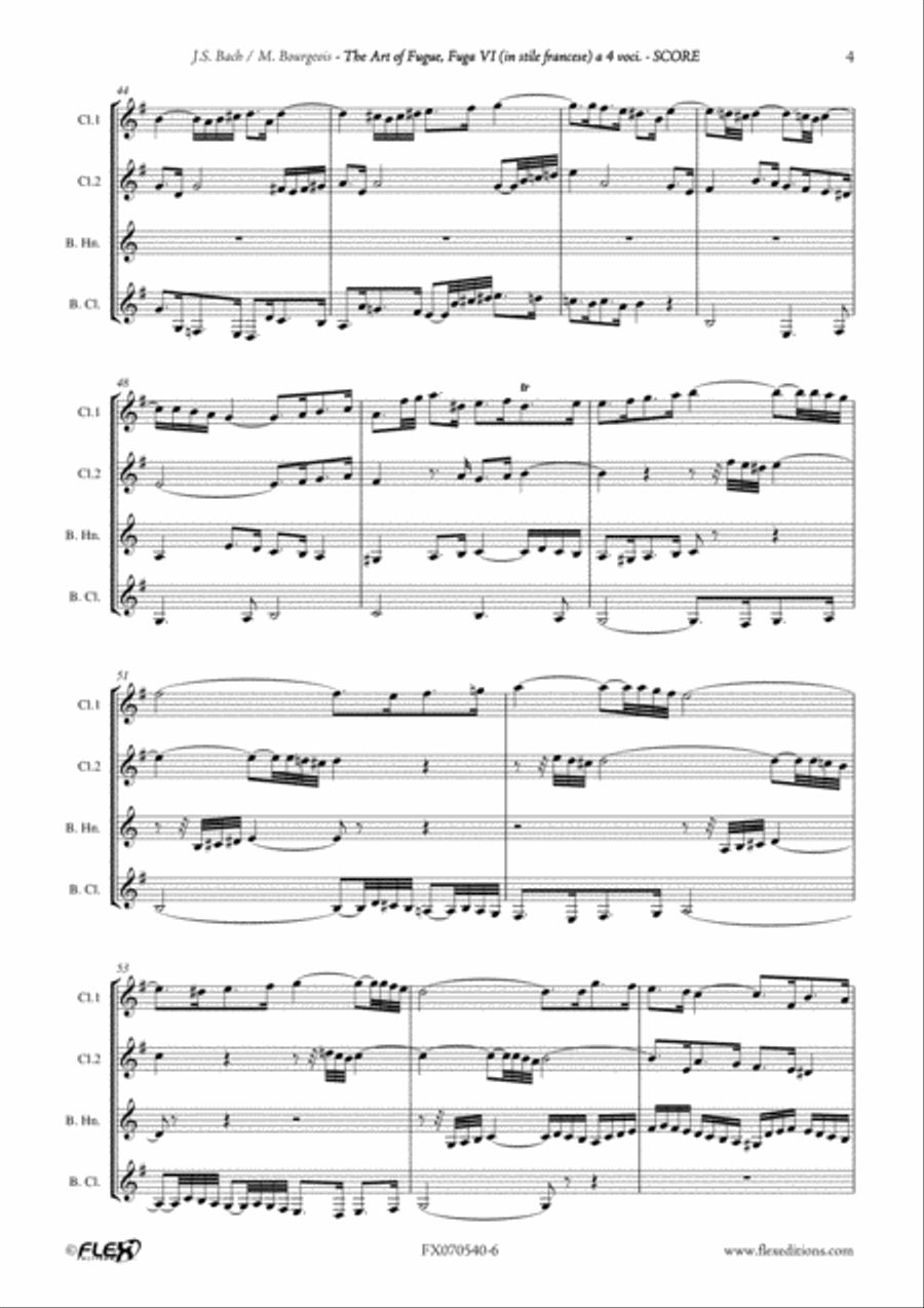 The Art of Fugue BWV1080 - Fuga VI Clarinet Quartet scores gallery preview page 5