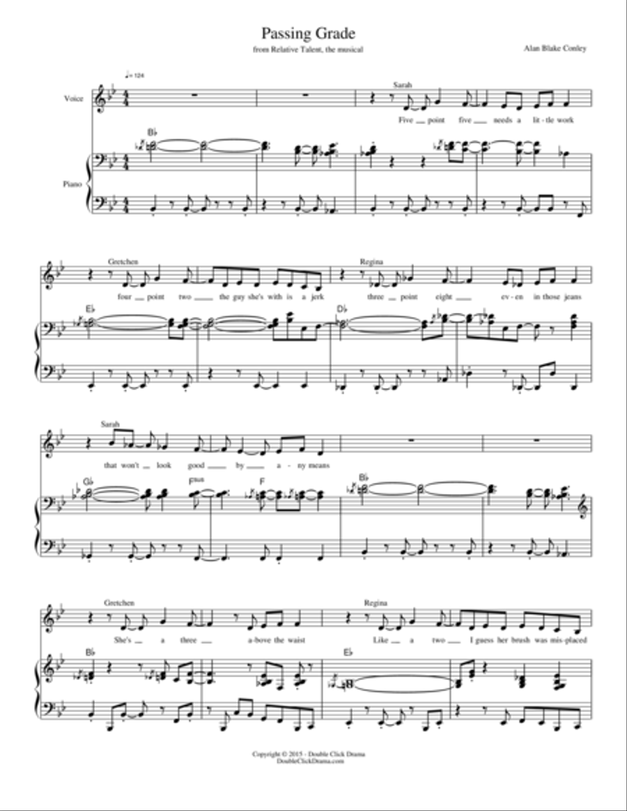 Passing Grade - Relative Talent, the musical SSA scores gallery preview page 1
