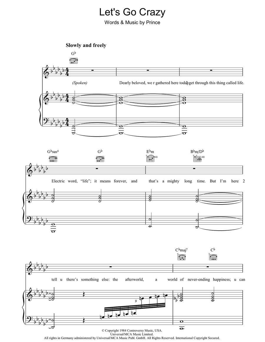 Let's Go Crazy Acoustic Guitar scores gallery preview page 1