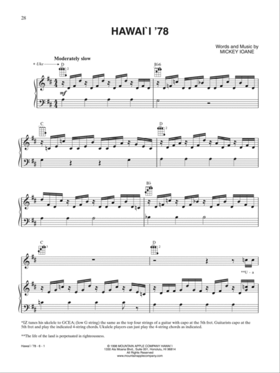 Hawai‘i ’78 Piano, Vocal, Guitar scores gallery preview page 1