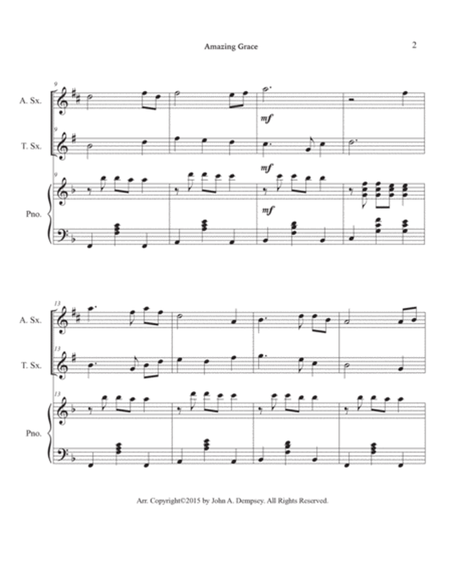Amazing Grace (Trio for Alto Sax, Tenor Sax and Piano) image number null