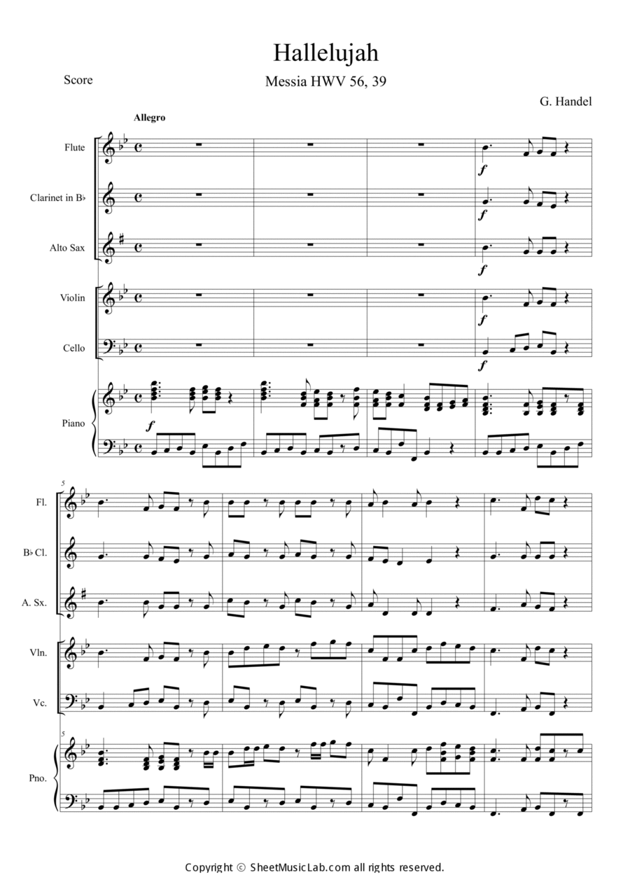 Messiah, HWV 56: Hallelujah Orchestra scores gallery preview page 1