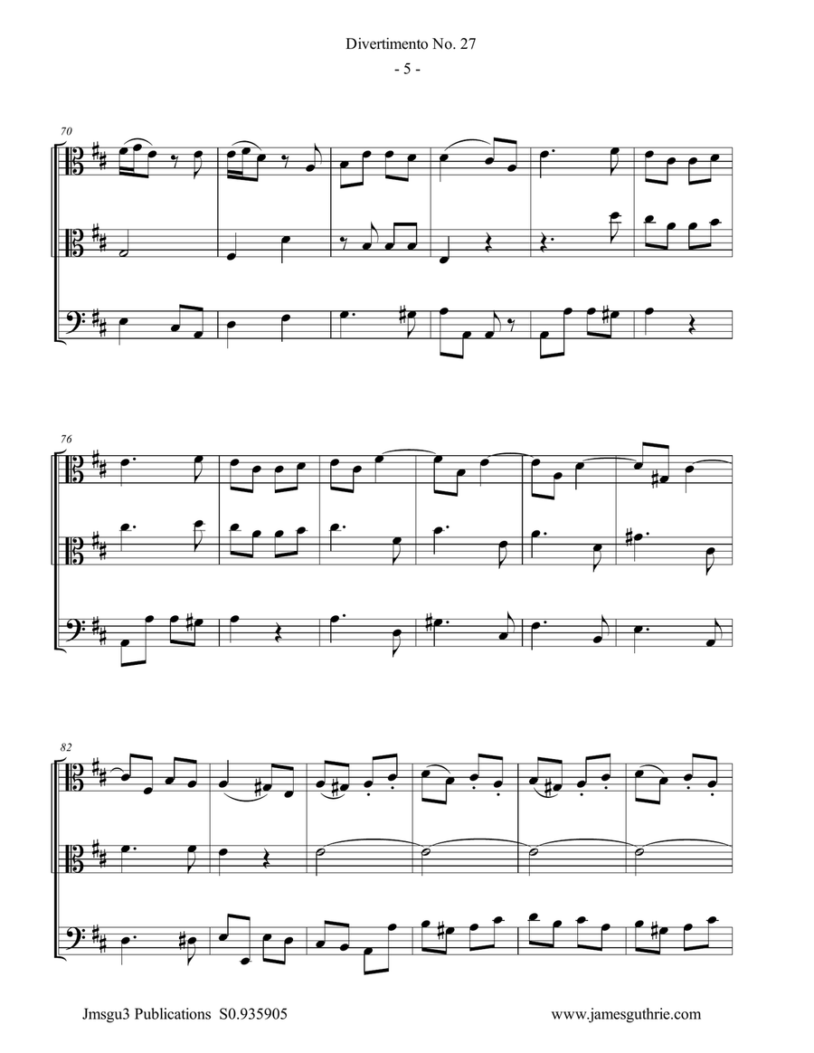 Haydn: Divertimento No. 27, Trio for 2 Violas & Cello String Trio scores gallery preview page 5