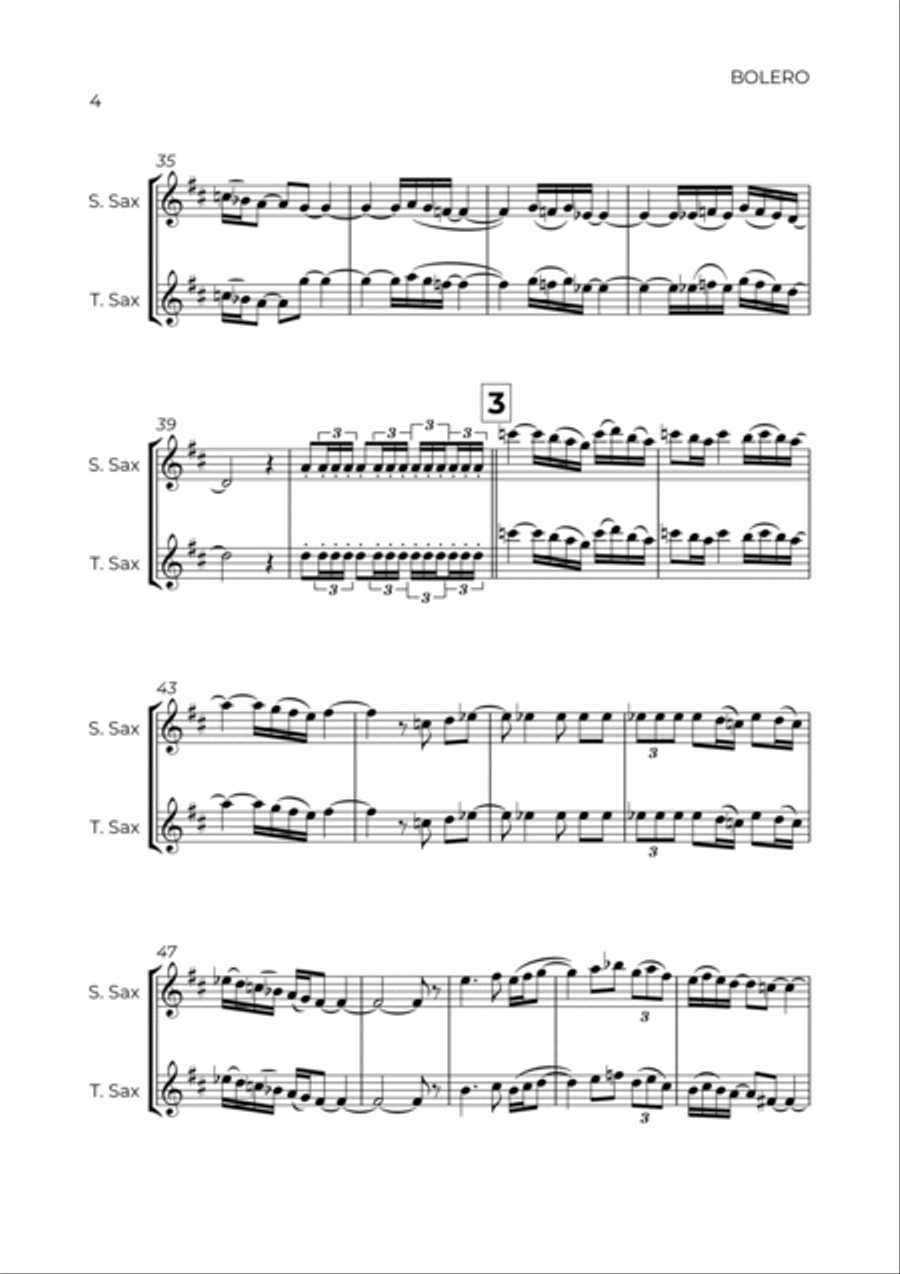 BOLERO - RAVEL - SAX SOPRANO & TENOR Tenor Saxophone scores gallery preview page 4