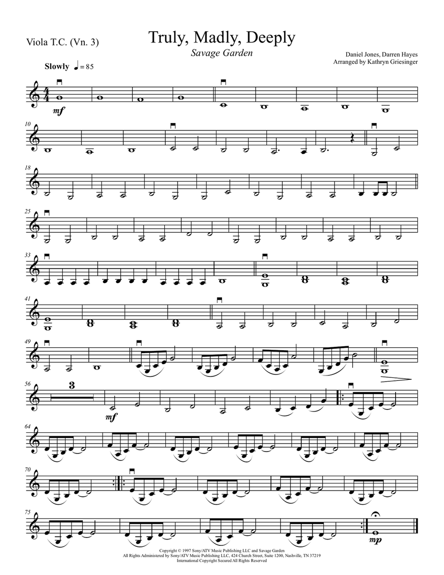 Truly, Madly, Deeply String Quartet scores gallery preview page 6