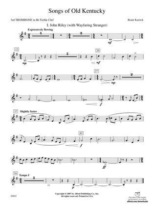 Songs of Old Kentucky: (wp) 3rd B-flat Trombone T.C.