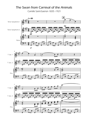 The Swan - Saint-Saens - Tenor Sax Duet w/ Piano