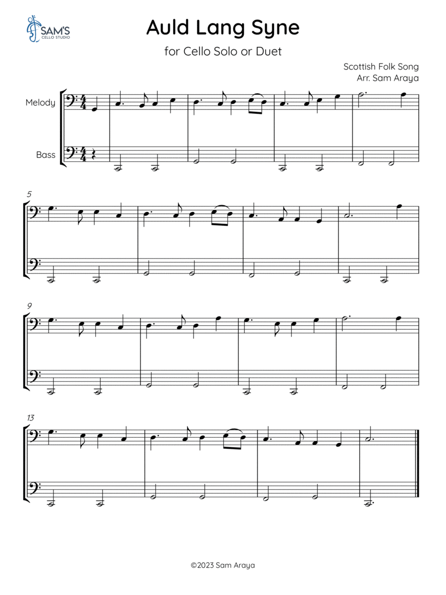 Auld Lang Syne String Duet scores gallery preview page 1