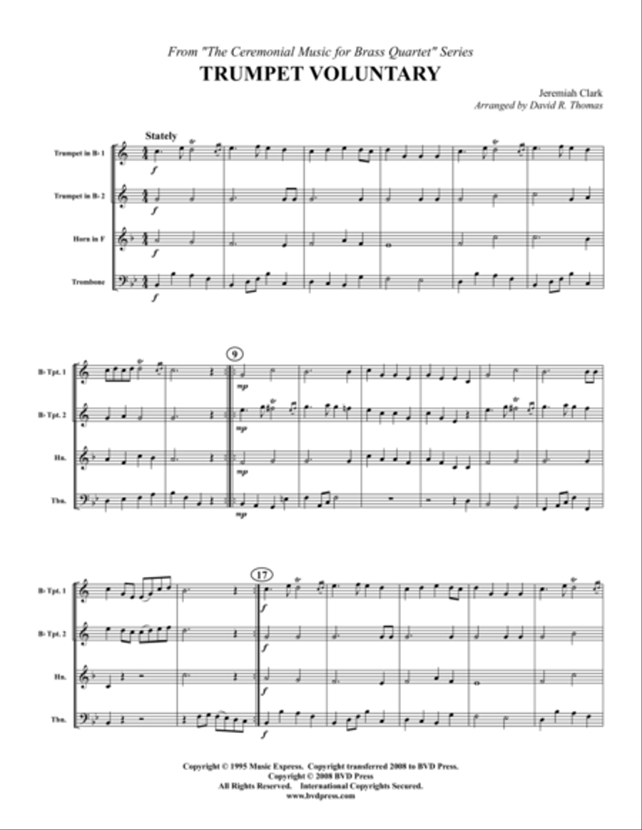 Trumpet Voluntary Brass Quartet scores gallery preview page 1