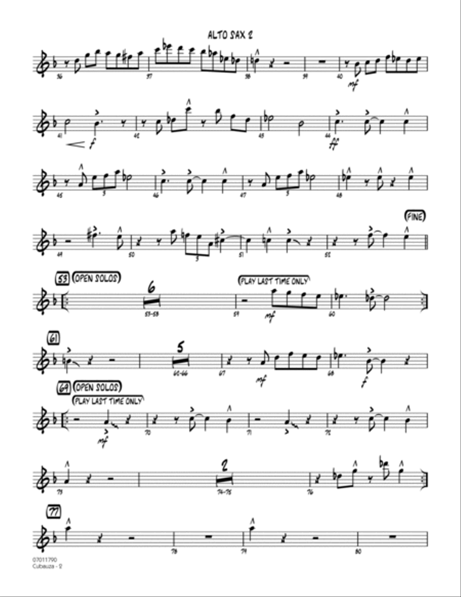 Cubauza! - Alto Sax 2 Jazz Ensemble scores gallery preview page 2