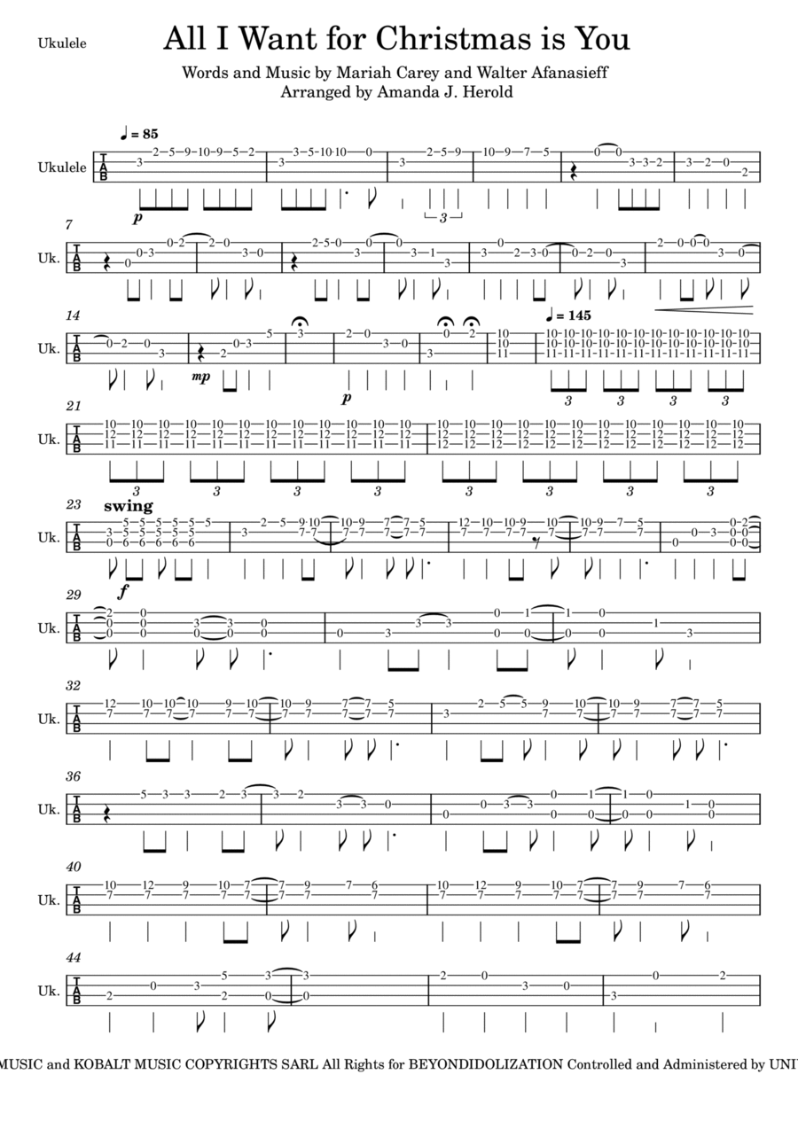 All I Want For Christmas Is You Ukulele scores gallery preview page 1