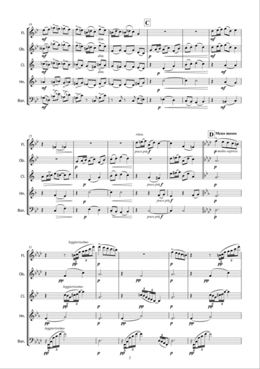 Tchaikovsky: THE SEASONS op.37 No.1 January (By the Hearth) Woodwind Quintet scores gallery preview page 4