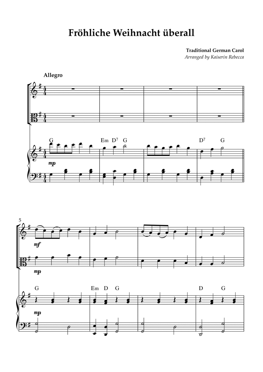 Fröhliche Weihnacht überall String Duet scores gallery preview page 1