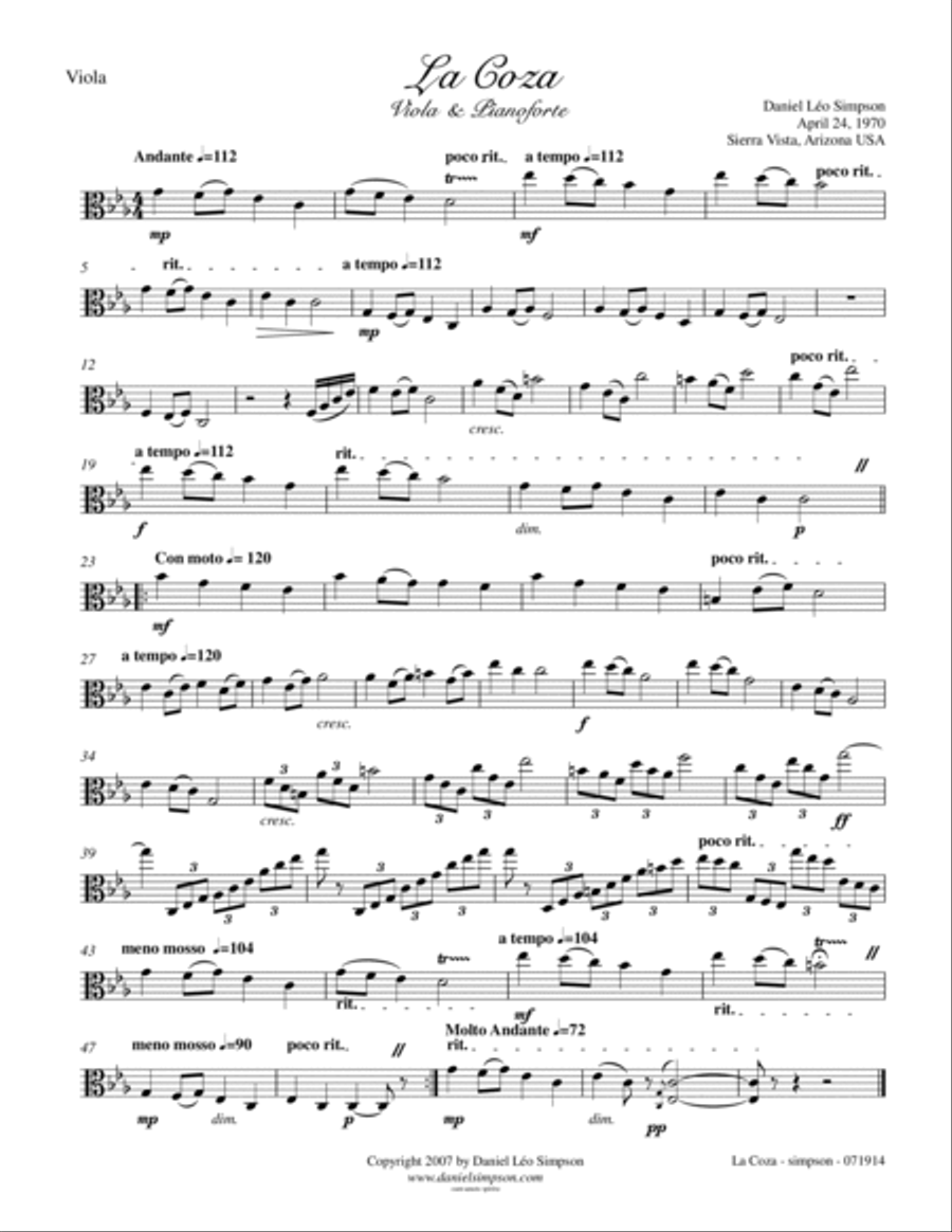 La Coza for Viola & Piano Viola scores gallery preview page 5