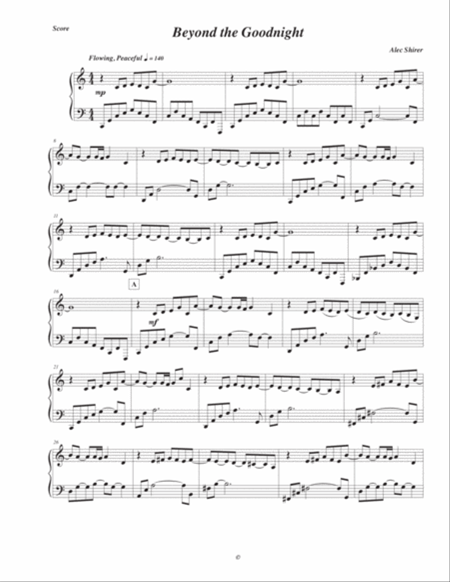 Beyond the Goodnight Piano Solo scores gallery preview page 1