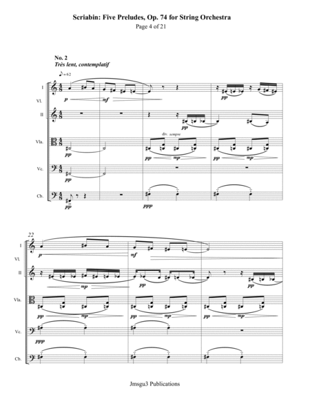 Scriabin: Five Preludes, Op. 74 for String Orchestra - Score Only image number null
