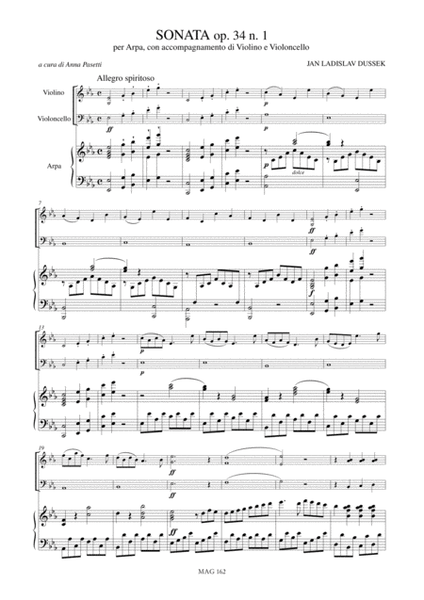 Sonata Op. 34 No. 1 for Harp, Violin and Violoncello