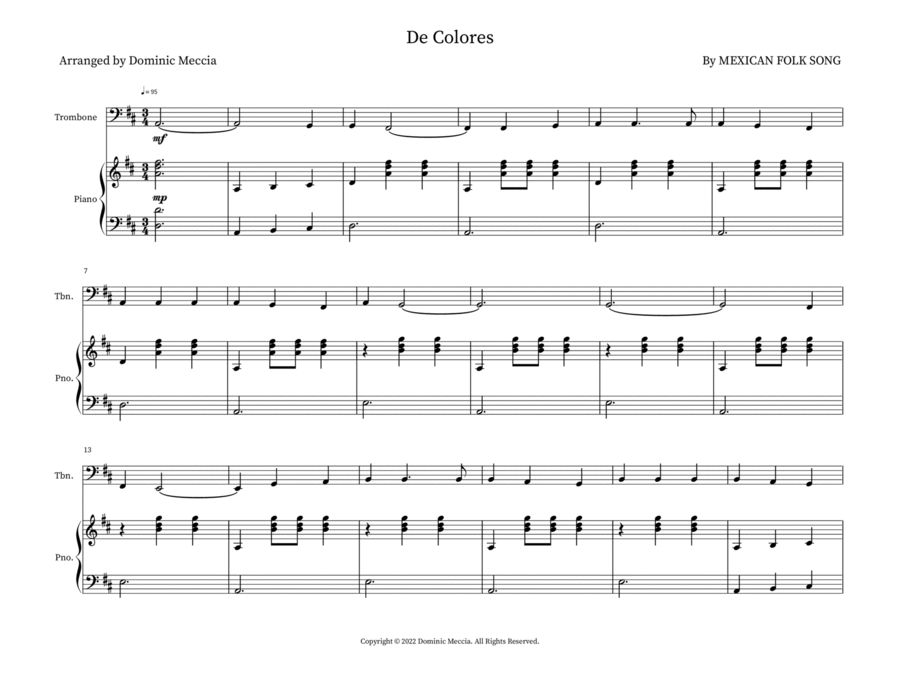 De Colores Trombone Duet scores gallery preview page 1