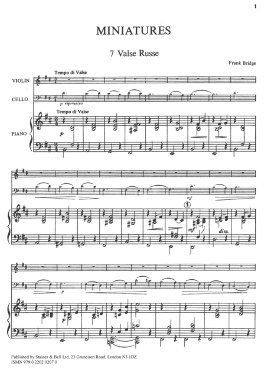 Miniatures for Violin, Cello and Piano. Set 3 Piano Trio scores gallery preview page 2