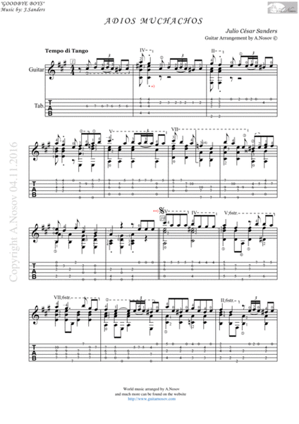 Adios Muchachos (Sheet music for guitar) image number null