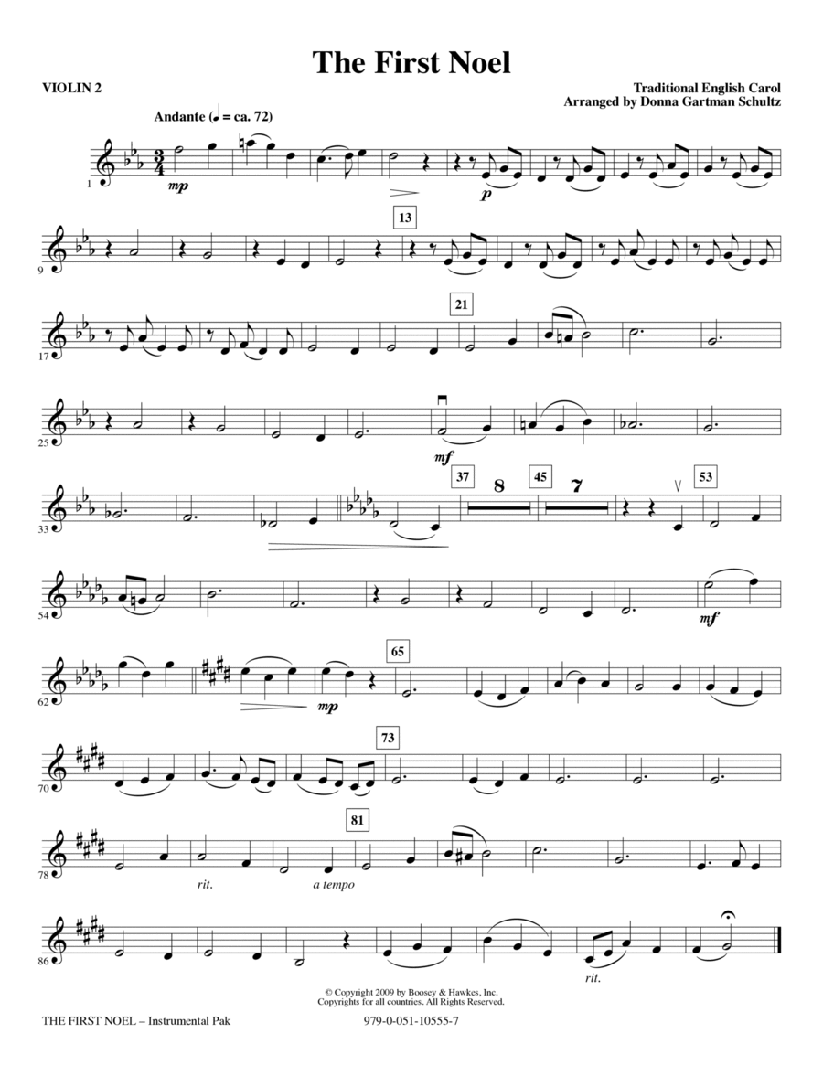 The First Noel - Violin 2 Choir scores gallery preview page 1