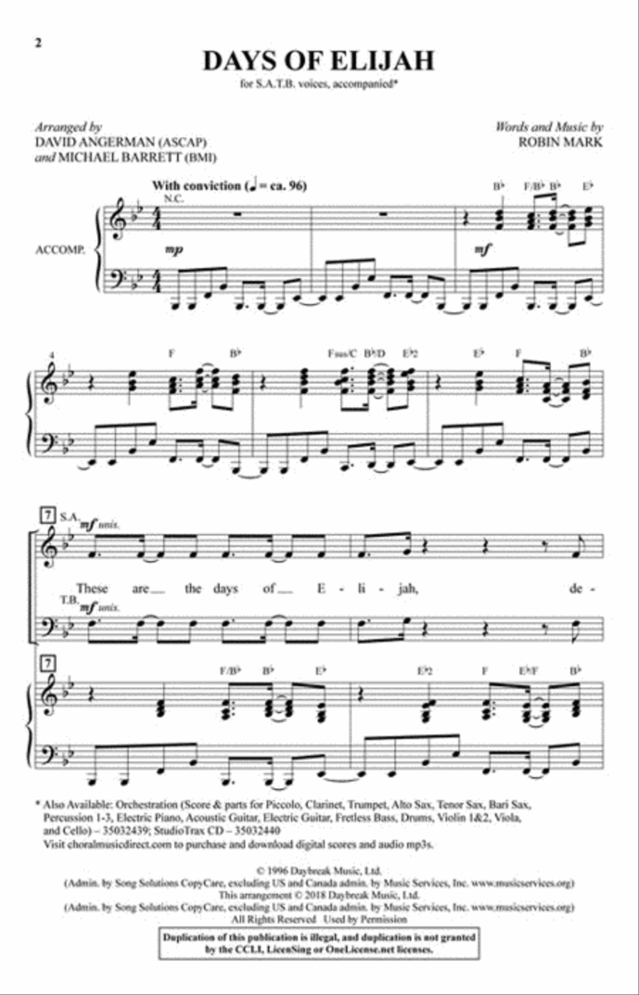 Days of Elijah Days of Elijah Choir scores gallery preview page 2