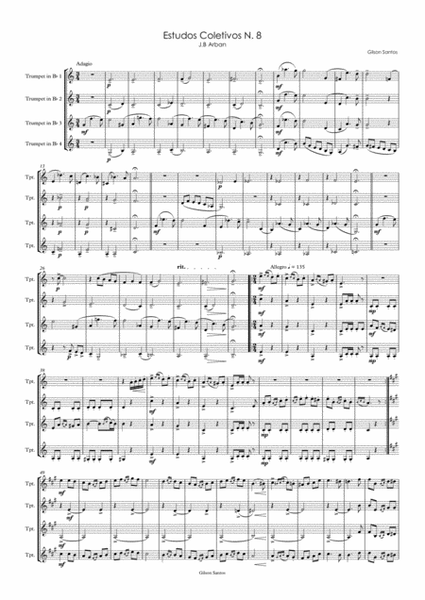 Collective Studies N. 8 of the Method for Trumpet J.B. Arban. Estudos Coletivos N. 8 J. B. Arban