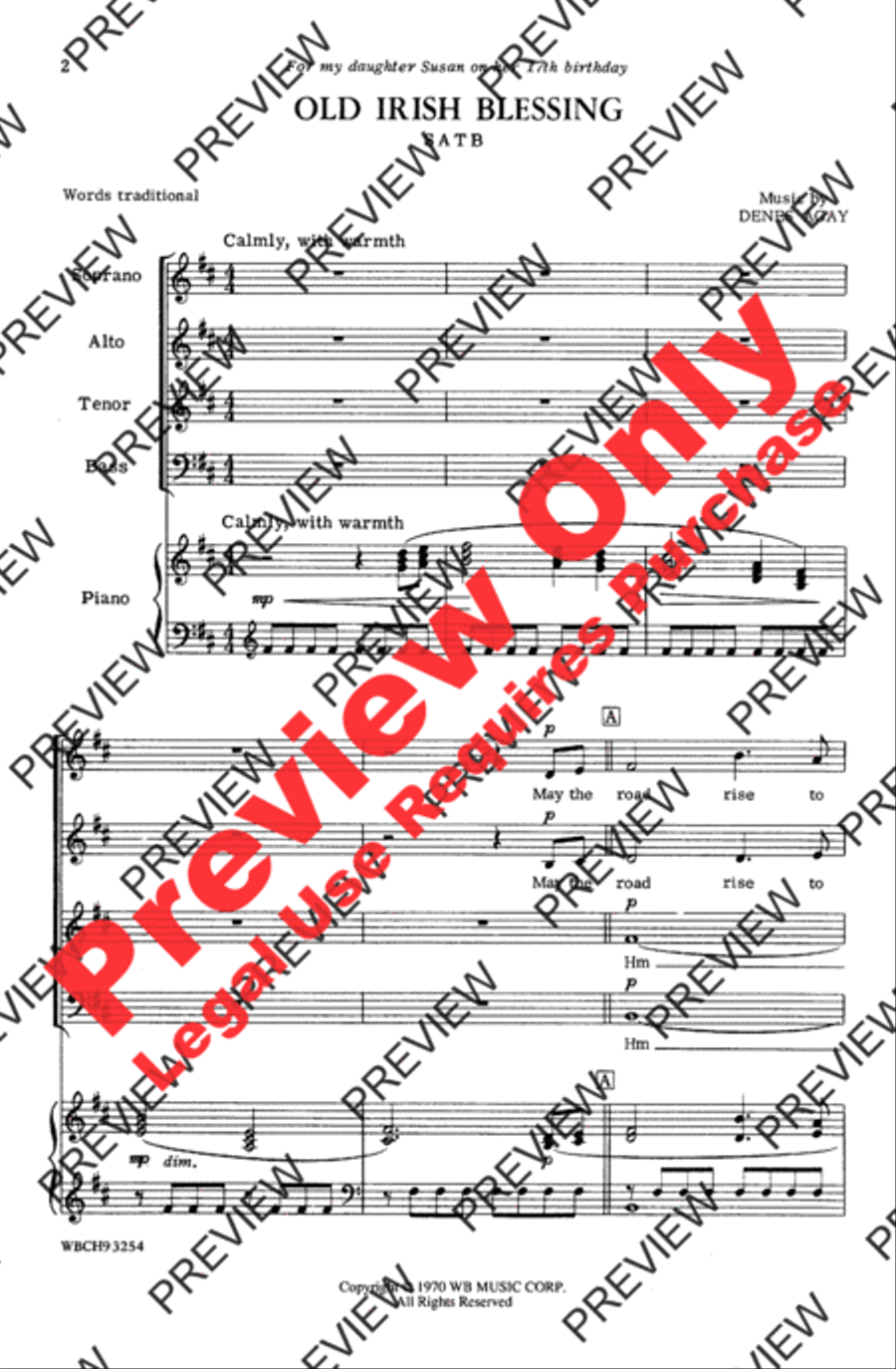 Old Irish Blessing 4-Part scores gallery preview page 2