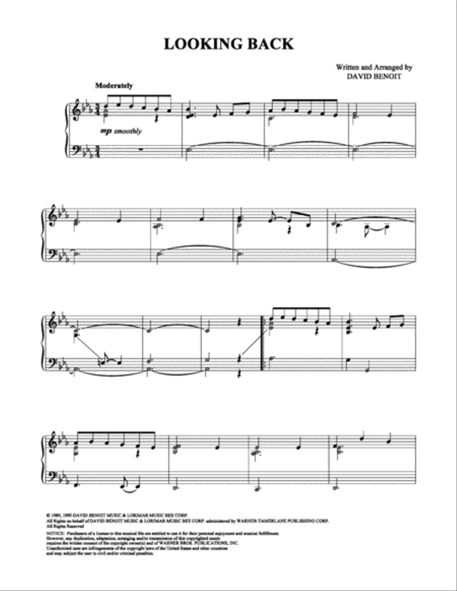 Looking Back Piano Solo scores gallery preview page 1