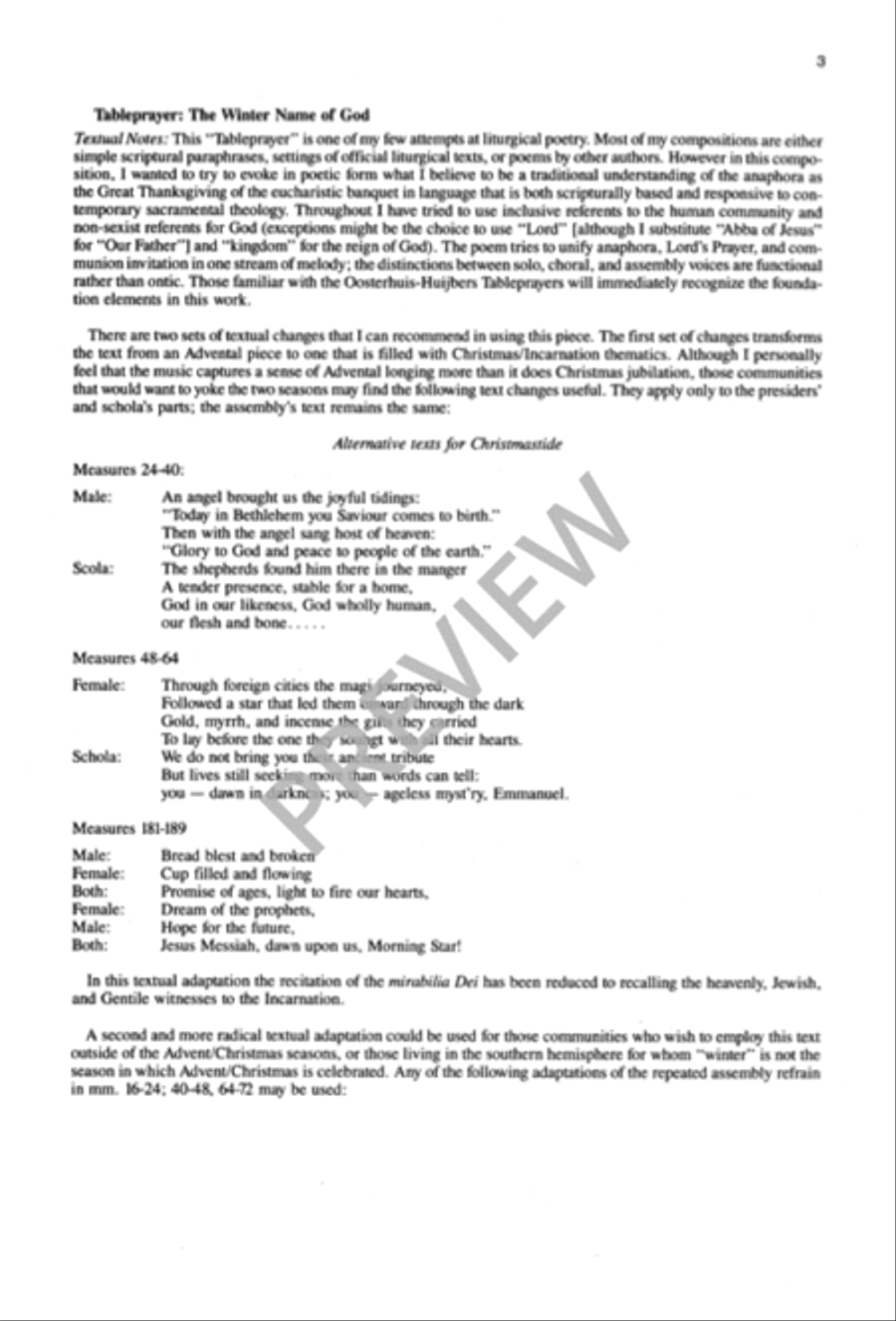 Tableprayer: Winter Name of God 4-Part scores gallery preview page 4
