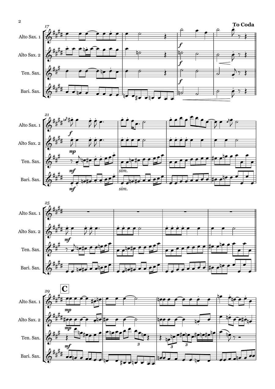 Lady Madonna Saxophone Quartet scores gallery preview page 2