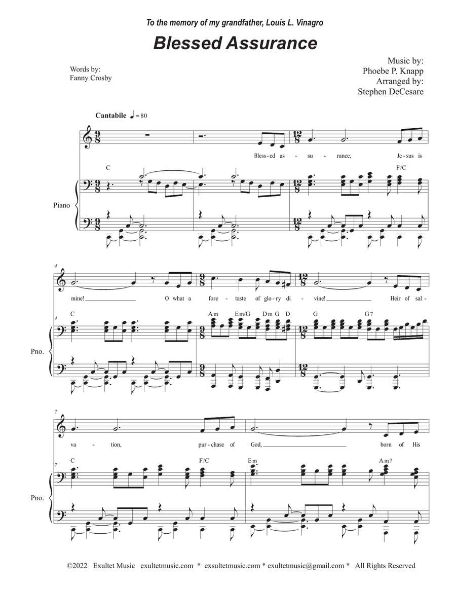 Blessed Assurance (Unison choir)