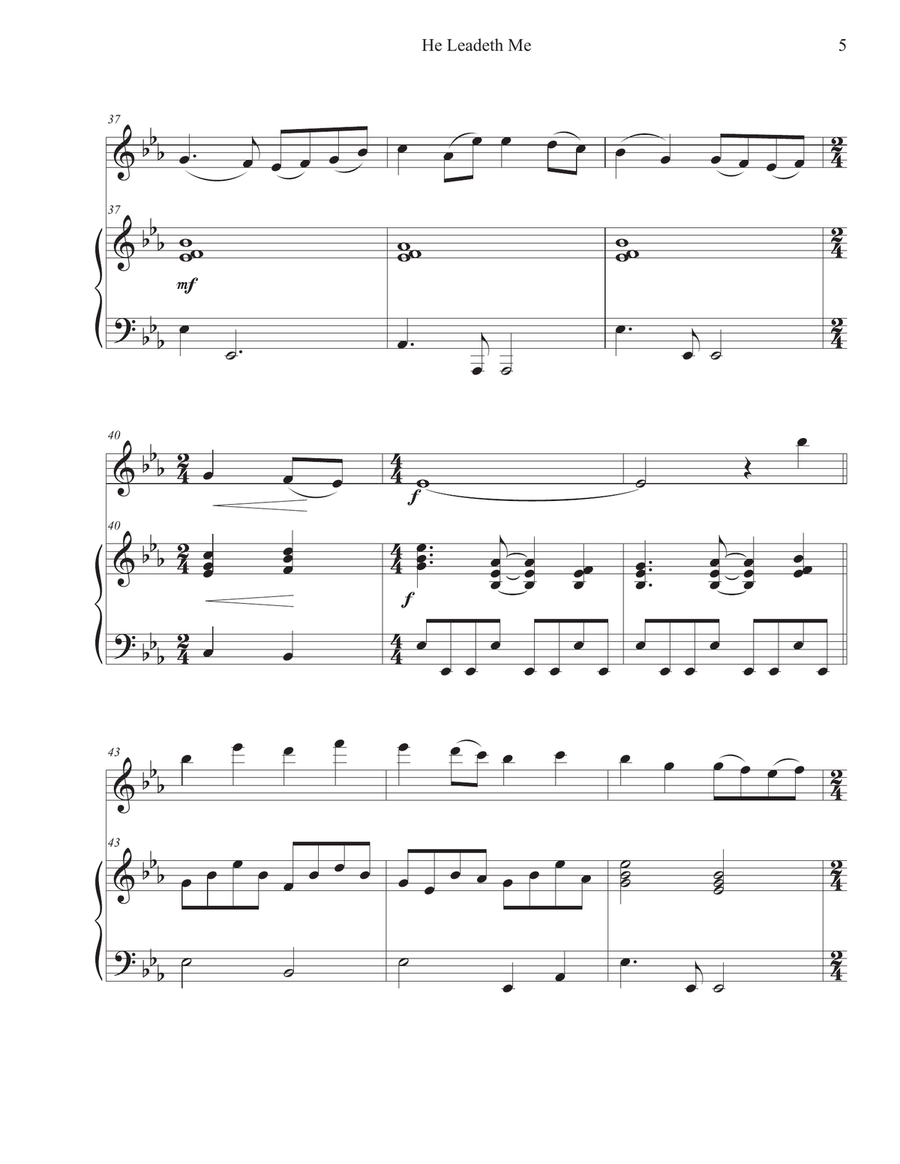 He Leadeth Me (Violin-Piano) Violin Solo scores gallery preview page 5
