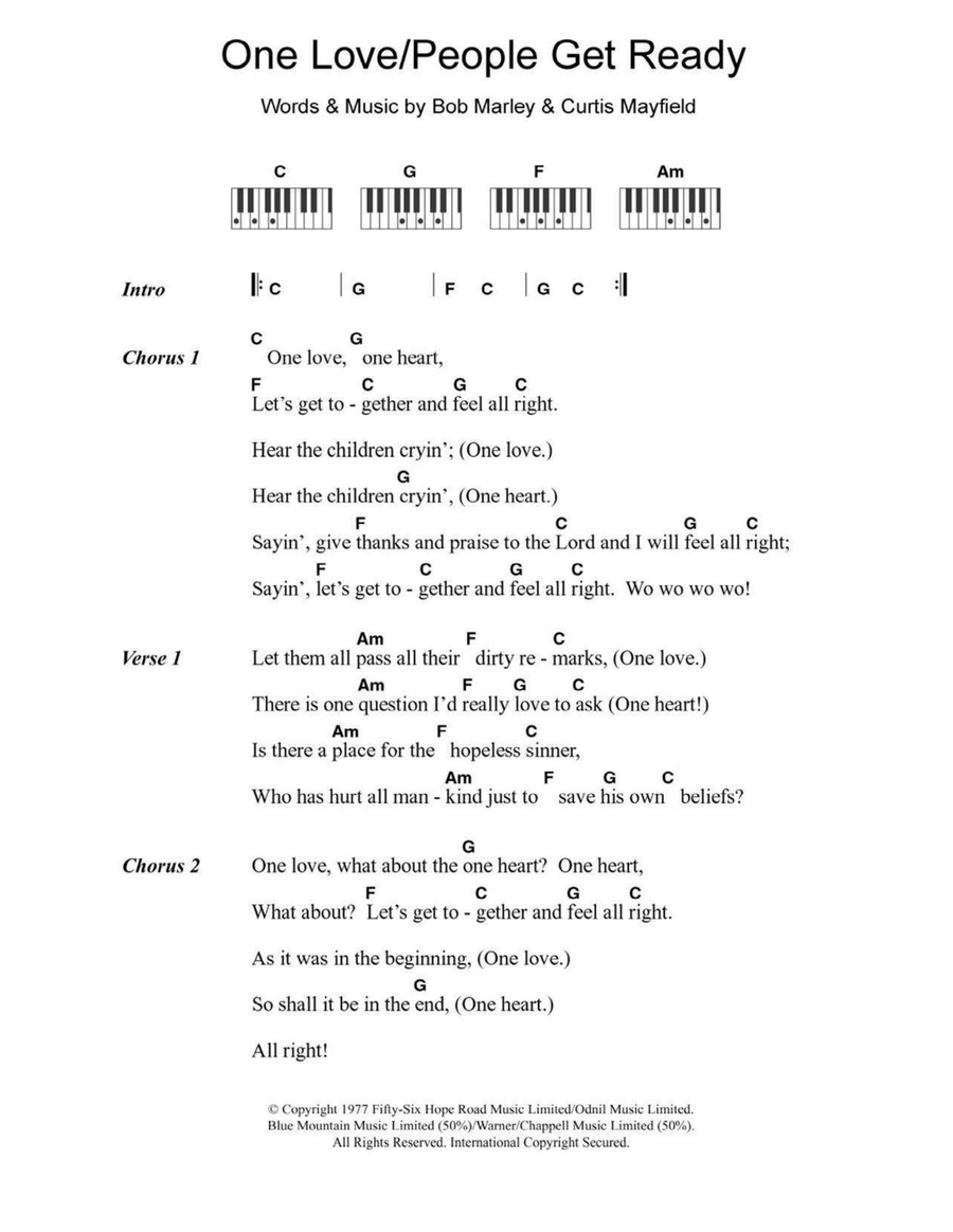 One Love One Love Piano scores gallery preview page 1