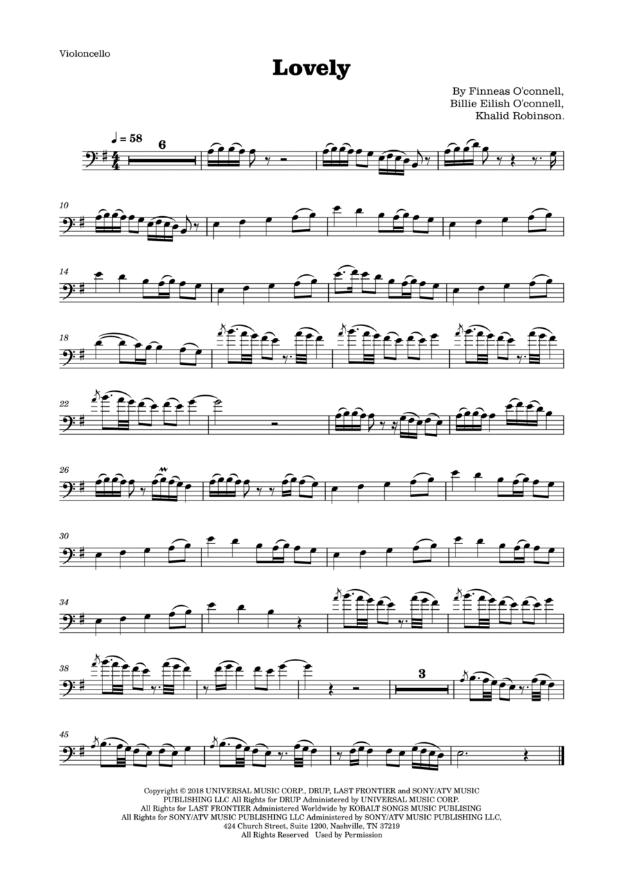 Lovely Cello Solo scores gallery preview page 1