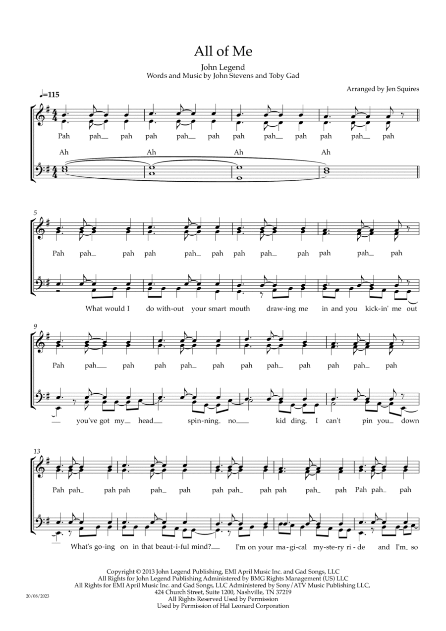 All Of Me SSAA scores gallery preview page 1