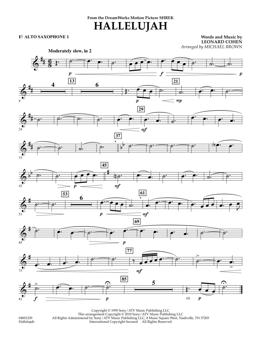 Hallelujah - Eb Alto Saxophone 1