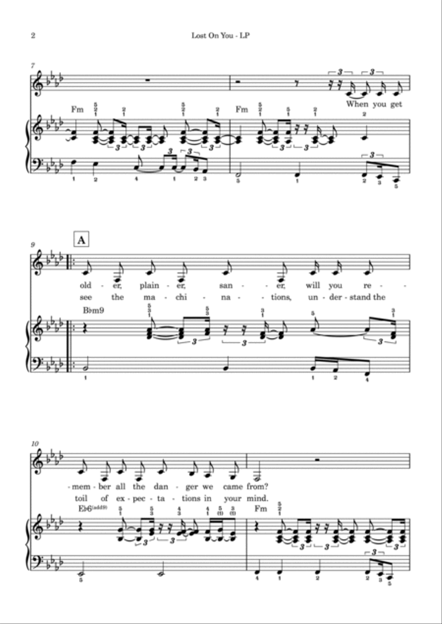 Lost On You Voice scores gallery preview page 3