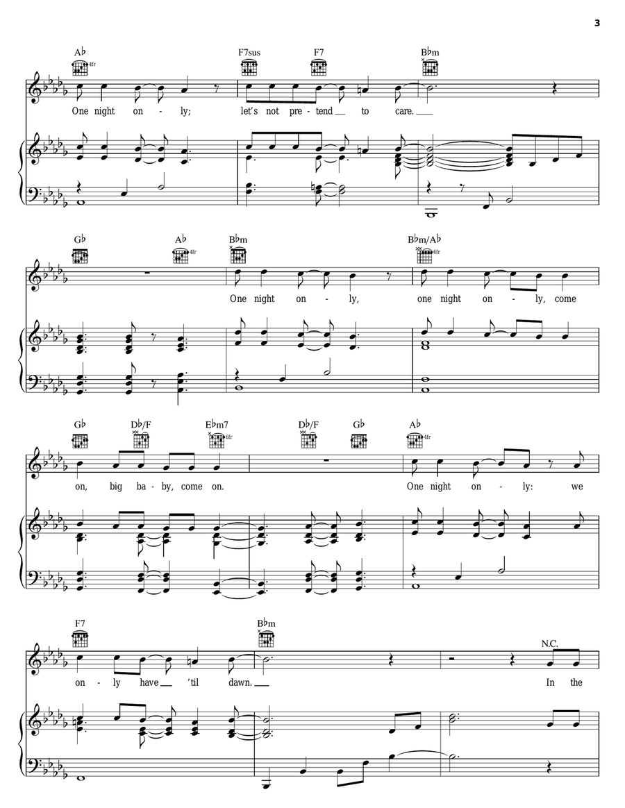 One Night Only Piano, Vocal, Guitar scores gallery preview page 3