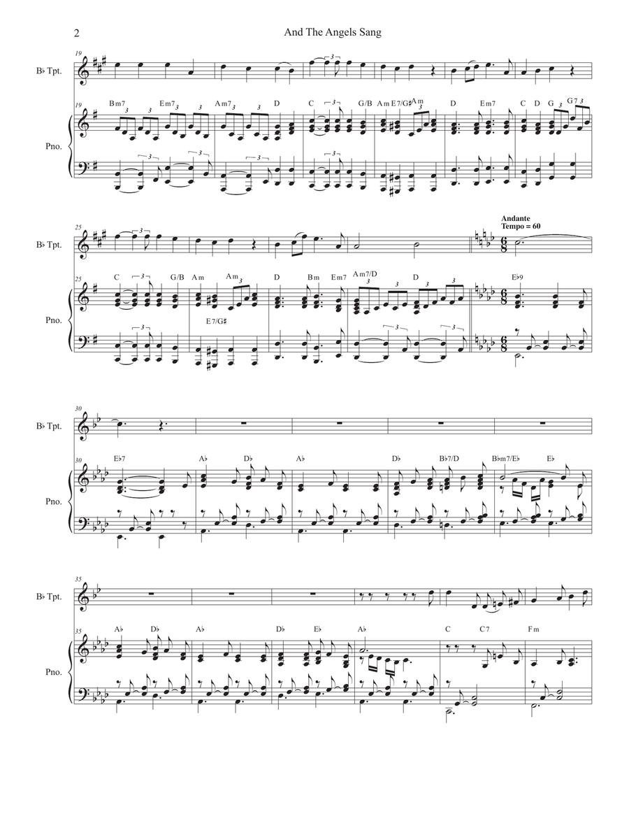 And The Angels Sang (Bb-Trumpet solo and Piano) And The Angels Sang (Bb-Trumpet solo and Piano) B-Flat Trumpet scores gallery preview page 2