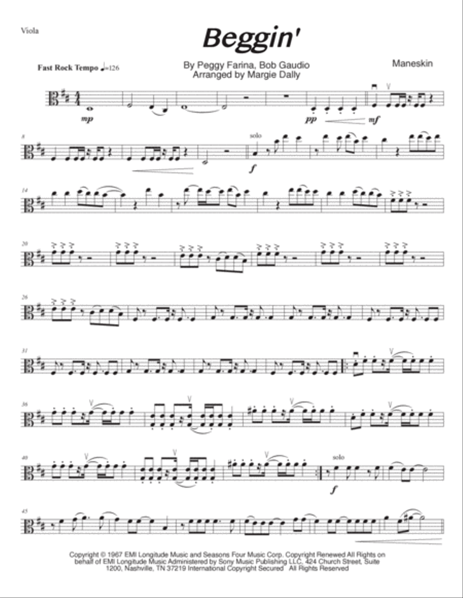Beggin' Beggin' String Quartet scores gallery preview page 5