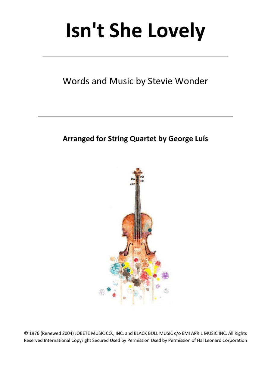 Isn't She Lovely String Quartet scores gallery preview page 1