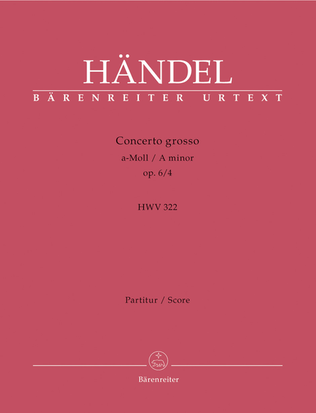 Book cover for Concerto grosso a minor, Op. 6/4 HWV 322