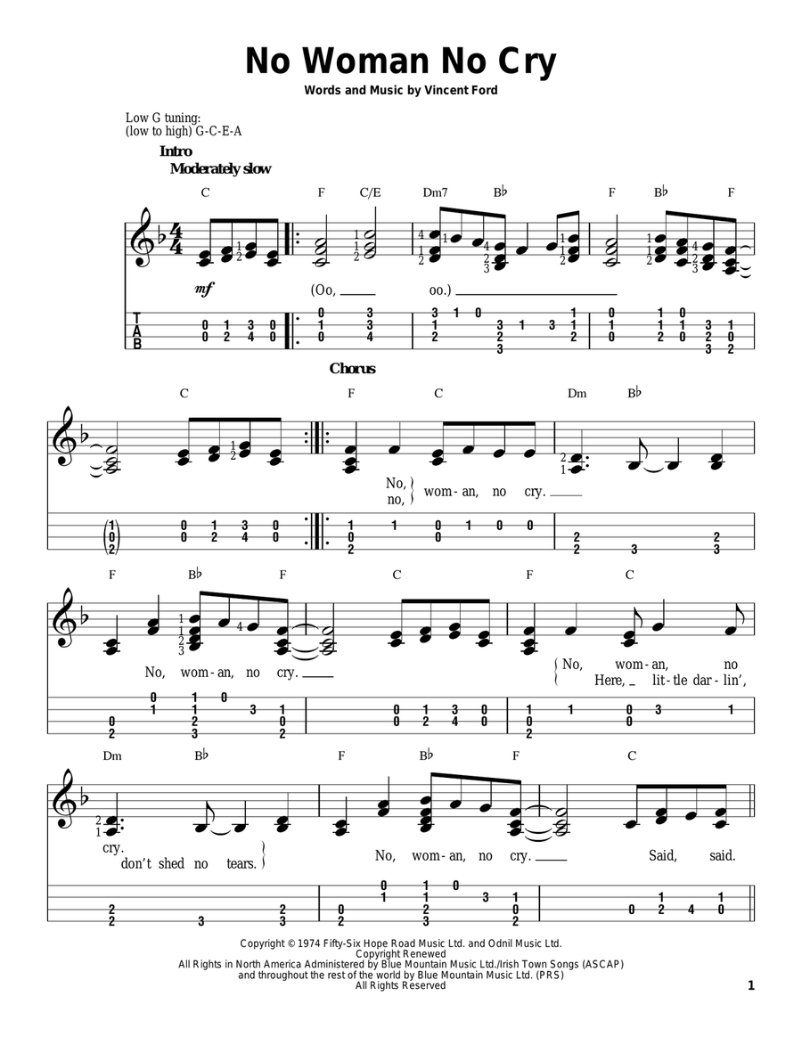 No Woman No Cry (arr. Accubass) Sheet Music