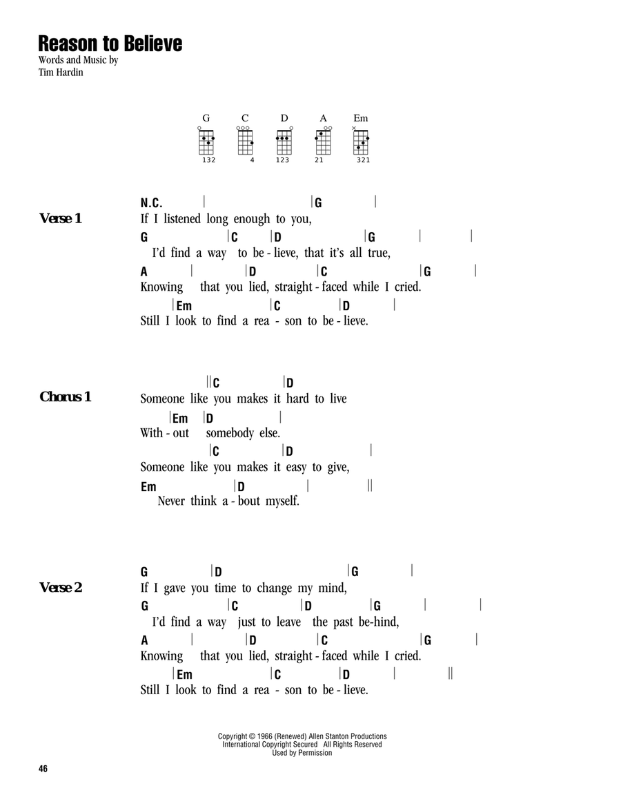 Reason To Believe Ukulele scores gallery preview page 1