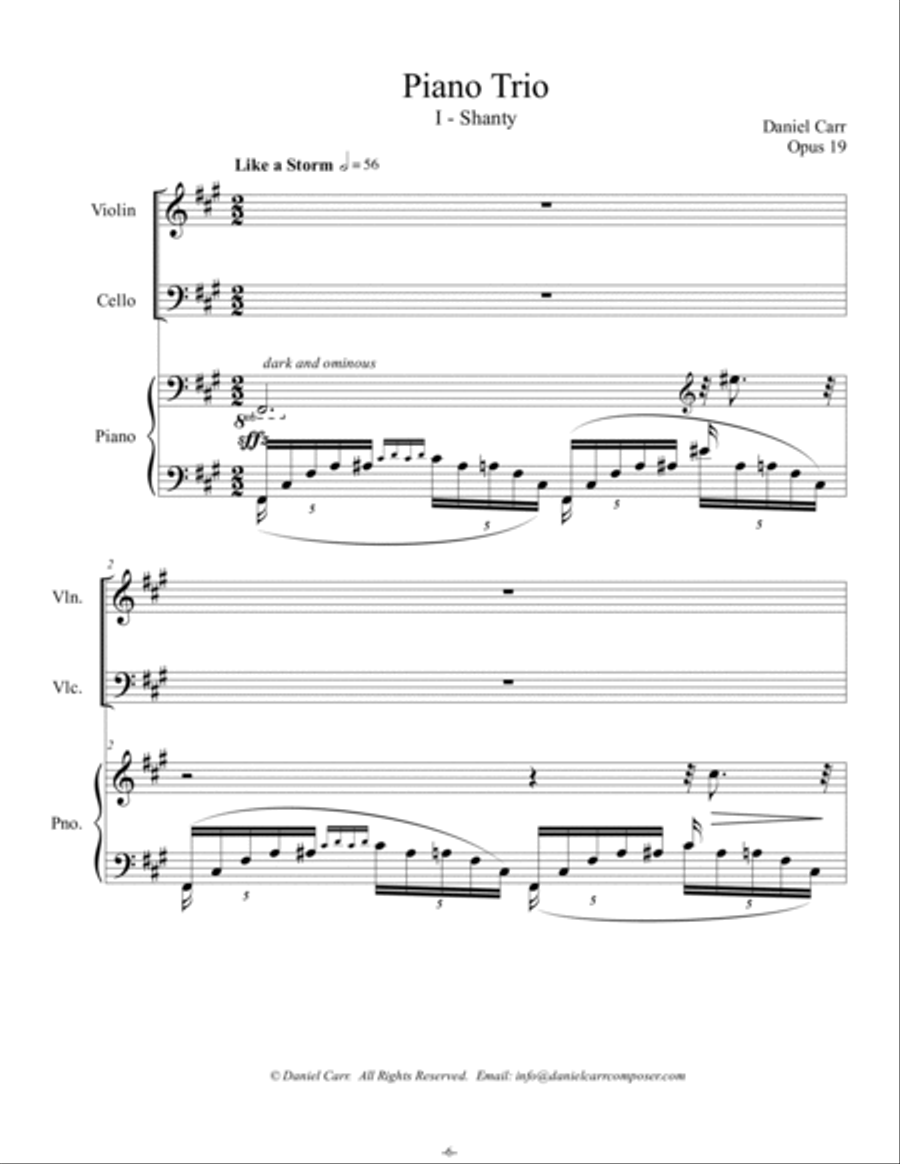 Piano Trio for Violin, Cello and Piano - Opus 19 Piano Trio scores gallery preview page 3