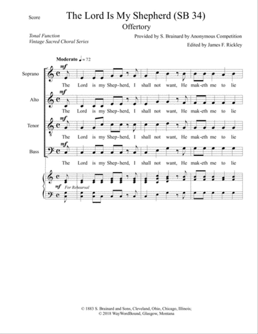 The Lord Is My Shepherd (SB 34) 4-Part scores gallery preview page 1