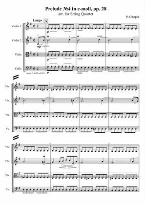 F. Chopin - Prelude №4 in e-moll, op. 28, arr. for String Quartet